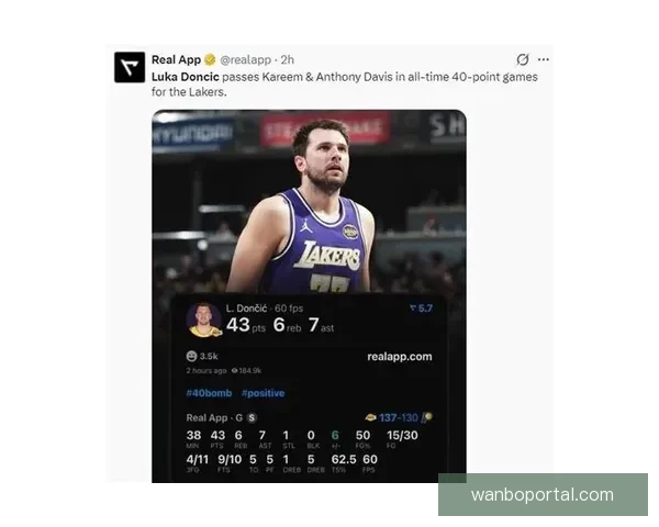 东契奇连续26场得分超四十创历史第三 詹姆斯投篮命中率刷新个人纪录